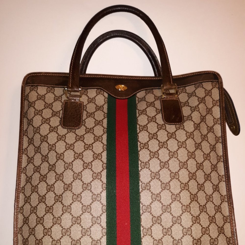 Vintage Gucci Ophidia Tote Handbag Purse Vintage GG Monogram Brown Tote RARE